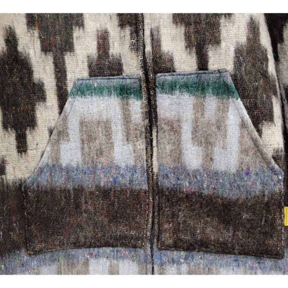 Molina Indian Drawin Southwestern Aztec Zip Up Fleece/Felted Jacket Vintage - Picture 3 of 12